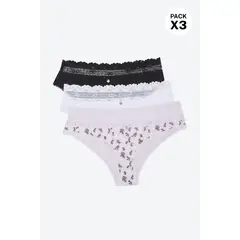 LILI PINK - Hipster elaborado en algodón paquete x3