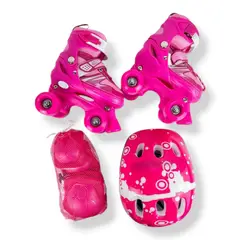 SPORT - Kit patines semiprofesionales 4 ruedas Fucsia