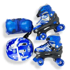 SPORT - Kit patines semiprofesionales 4 ruedas Azul