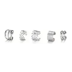 AMERICAN GENERICS - Set 5 Pendientes Clip Boho Y Hip Hop, Sin Perforar, Hierro