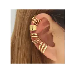 AMERICAN GENERICS - Set 5 Pendientes Clip Boho Y Hip Hop, Sin Perforar, Hierro