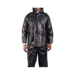 BR - CONJUNTO IMPERMEABLE EN PVC MOTO PROTECCIÓN LLUVIA NEGRO CALIBRE 18