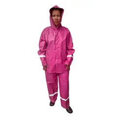 BR - CONJUNTO IMPERMEABLE EN PVC MOTO PROTECCIÓN LLUVIA FUCSIA CALIBRE 18