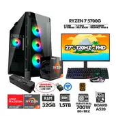 AMD - PC GAMER R7 5700G+ MONITOR 27 FHD 120HZ+ RAM 32GB+SSD 1,5TB+ REGULADOR+ USB WIFI