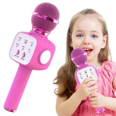 MULTIPLACE COLOMBIA - Microfono karaoke niños bluetooth luces amplificador Rosado