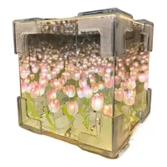 GENERICO - Lámpara Flores Tulipán Cubo LED Espejo Infinito Recargable USB