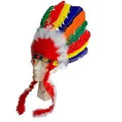 GENERICO - Penacho Tocado De Jefe Indio Plumas Diadema Disfraz India