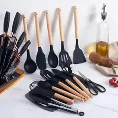 GENERICO - Kit De Utensilios De Cocina De 19 Piezas De Silicona Rosa