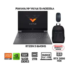HP - PORTATIL VICTUS - RYZEN 5 8645HS - 15,6" FHD 144HZ- RTX 2050- RAM 16GB- SSD 2TB- MORRAL Y MOUSE