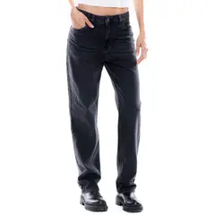 COLOR BLUE - Black Denim Straight Fit Jeans