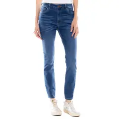 COLOR BLUE - Medium Waist Skinny Fit Jeans Tono Oscuro
