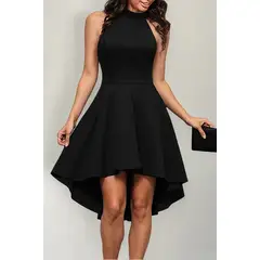 NEGRELI - Vestido casual-formal Cola de Pato con Cuello Halter