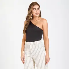 ADRISSA - Top Negro Para Mujer Asimétrico