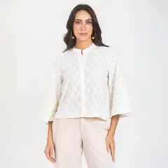 ADRISSA - Camisa Para Mujer en tela con textura Ivory