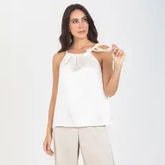 ADRISSA - Blusa de celebración para mujer con escote halter Ivory