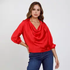 ADRISSA - Blusa Básica Gabriela Drapeada Tela Satinada