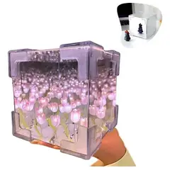 OEM - Lámpara Cubo LED Espejo Infinito Flores Tulipán Recargable USB