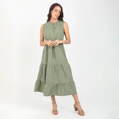 ADRISSA - Vestido Midi Para Mujer En Faroles Verde Militar