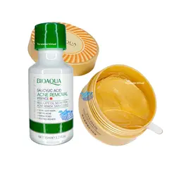 BIOAQUA - Suero de Acido Salicilico + Parches de hidrogel con colágeno y péptidos Dorado