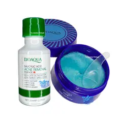 BIOAQUA - Suero de Acido Salicilico + Parches de hidrogel con colágeno y péptidos de cobre - Azul