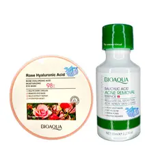 BIOAQUA - Suero de Acido Salicilico + Tarro de Parches de Colágeno para Ojeras Rose