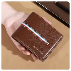 2NLF - Elegante Cartera Billetera Tarjetero Hombre Ranuras - Marron Claro
