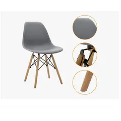 GENERICO - Silla De Comedor Moderna De Plástico Y Patas De Madera