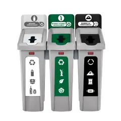 RUBBERMAID - Punto Ecológico Slim Jim 87 litros 3 Puestos