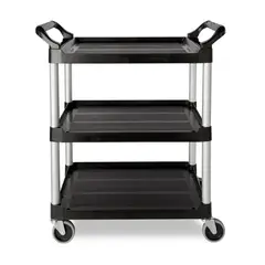 RUBBERMAID - Carro de Servicio Abierto 3 Estantes 90 Kg Negro
