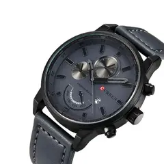 CURREN - Reloj Análogo Original KREa9401010101 para Hombre Cuero Color Plomo