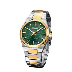 CURREN - Reloj Análogo Original KRED8305 Acero Inoxidable Color Dorado y Verde