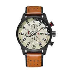 CURREN - Reloj Análogo Clasico Original KREb110111 8250 Correa de Cuero Cafe