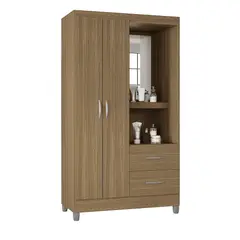 GENERICO - Clóset 2 Puertas 2 Cajones con Espejo 181x99 cm Acabado Castaño