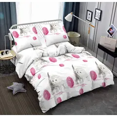 SIRENITAS - Juego de sabanas Cama Semidoble Blanco Gatos