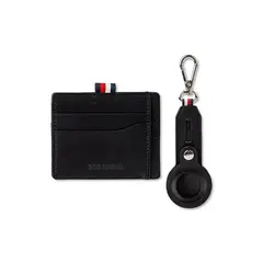 TOMMY HILFIGER - Tarjetero negro con llavero para AirTag