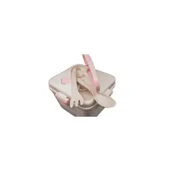 GENERICO - Lonchera Coca Porta Con Cubiertos Fibra De Trigo Ecofriendly Rosa