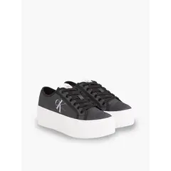 CALVIN KLEIN - Tenis negro con plataforma y acabado de perla