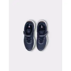 TOMMY HILFIGER - Tenis azul de corte bajo con velcro y cordones