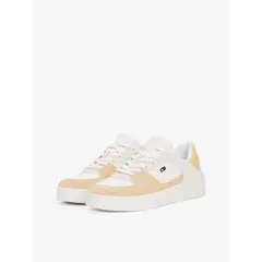 TOMMY HILFIGER - Tenis blanco de baloncesto con texturas mixtas