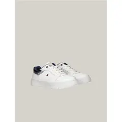 TOMMY HILFIGER - Tenis blanco de corte bajo con velcro