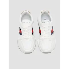 TOMMY HILFIGER - Tenis blanco con diseño de lateral