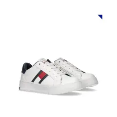 TOMMY HILFIGER - Tenis blanco de corte bajo con cordones