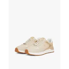 TOMMY HILFIGER - Tenis beige con texturas mixtas