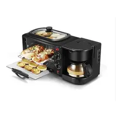 GENERICO - Horno Eléctrico Tostador Cafetera Parrilla 3 En 1