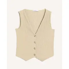 SEVEN SEVEN - Chaleco Tejido Con Botones Al Frente Para Mujer Crema