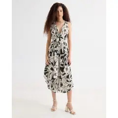 SEVEN SEVEN - Vestido Largo Estampado Tropical Para Mujer Negro