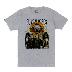 CREACIONES NU CROWN - Camiseta Guns N Roses Poster Logo Rock Hombre Gris Original Nu Crown