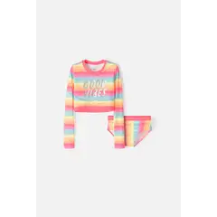 MIC - Conjunto de baño manga larga multicolor para niña