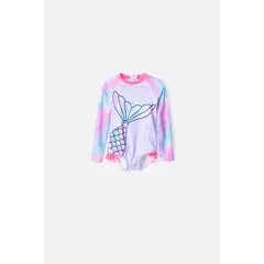LITTLEMIC - Vestido de baño manga larga para niña 2T a 5T