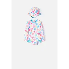 LITTLEMIC - Vestido de baño multicolor incluye bucket hat para bebé niña